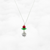 Cinnabar Lotus Charm Necklace